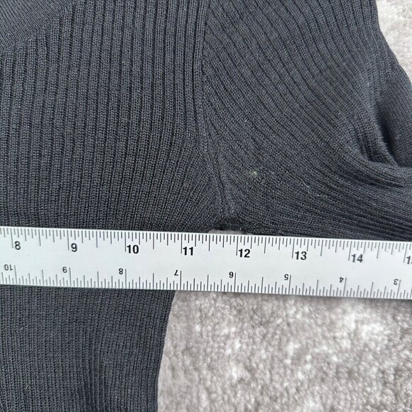 Chloé Top US Small Womens Black Balloon Sleeve Ribbed Wool Knit Pullover Fitted - Picture 3 of 6